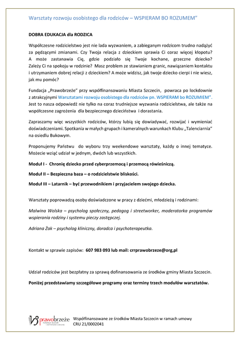 Szkolenia dla rodzicw PROGRAM III MODUW1 kopia