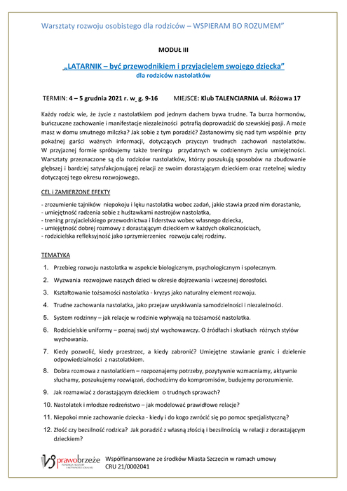 Szkolenia dla rodzicw PROGRAM III MODUW4 kopia