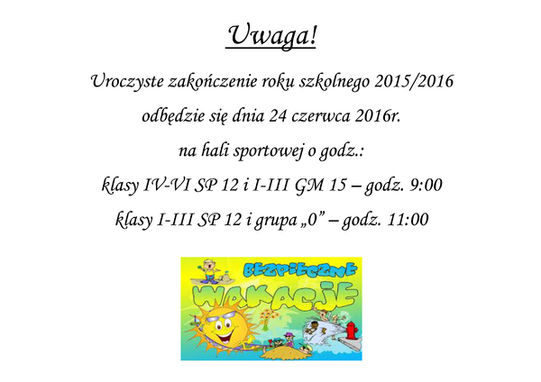 Zakoczenie roku szkolnego 2