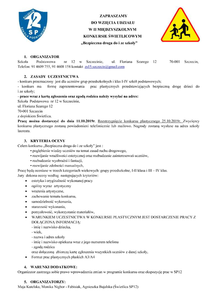 REGULAMIN BEZPIECZNA DROGA DO I ZE SZKOLY kopia