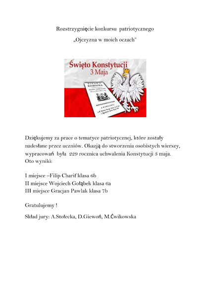 Rozstrzygnicie konkursu patriotycznego kopia